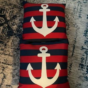 Red and blue stripes anchor pillow brand NWOT smoke free home -